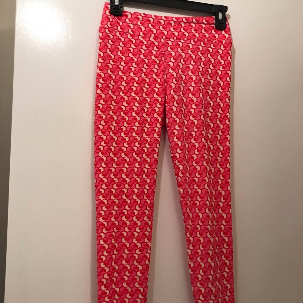 Lularoe leggings, BNWOT, OS, pink geometric
